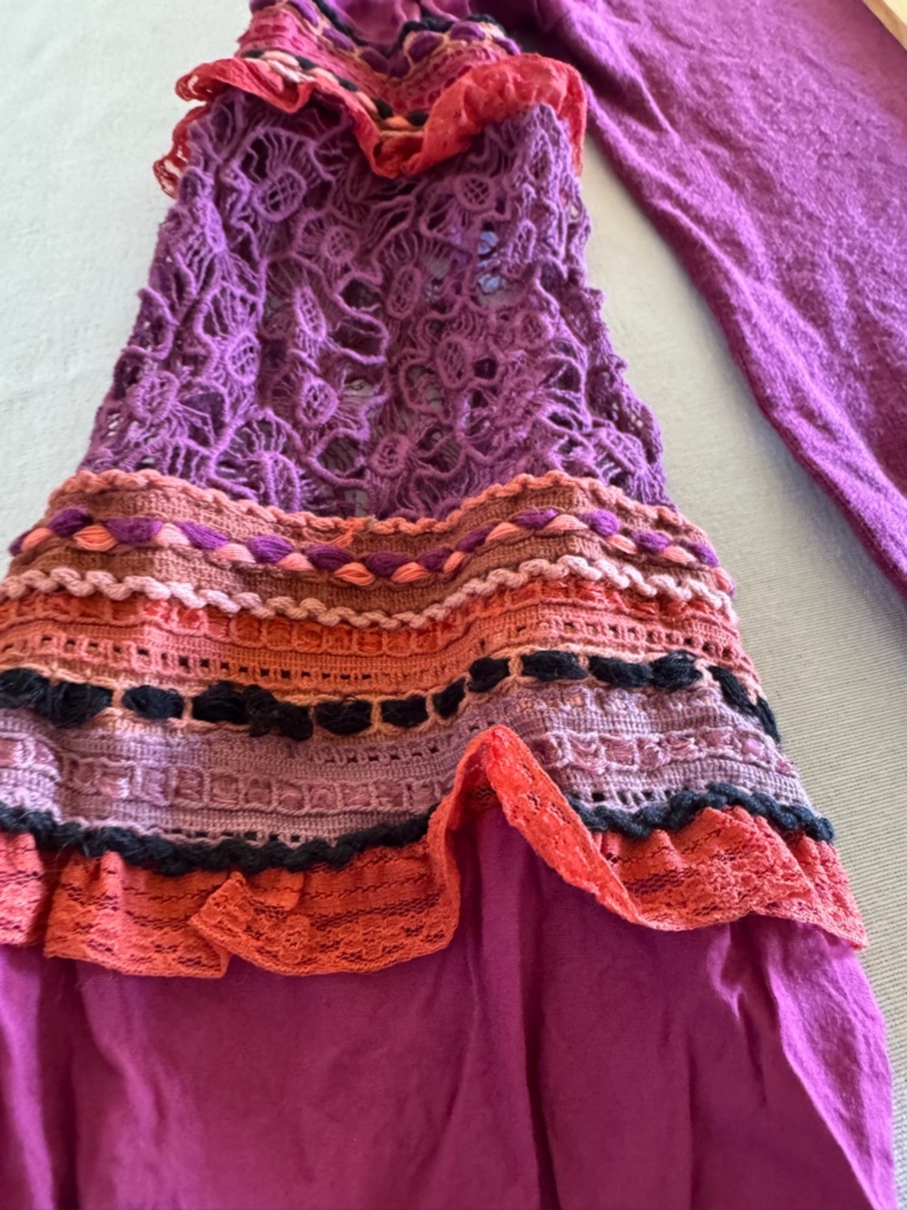 Anthropologie Blank London Emeryl Lace Contrast Sweater Boho Puff Sleeve XS - Picture 6 of 8